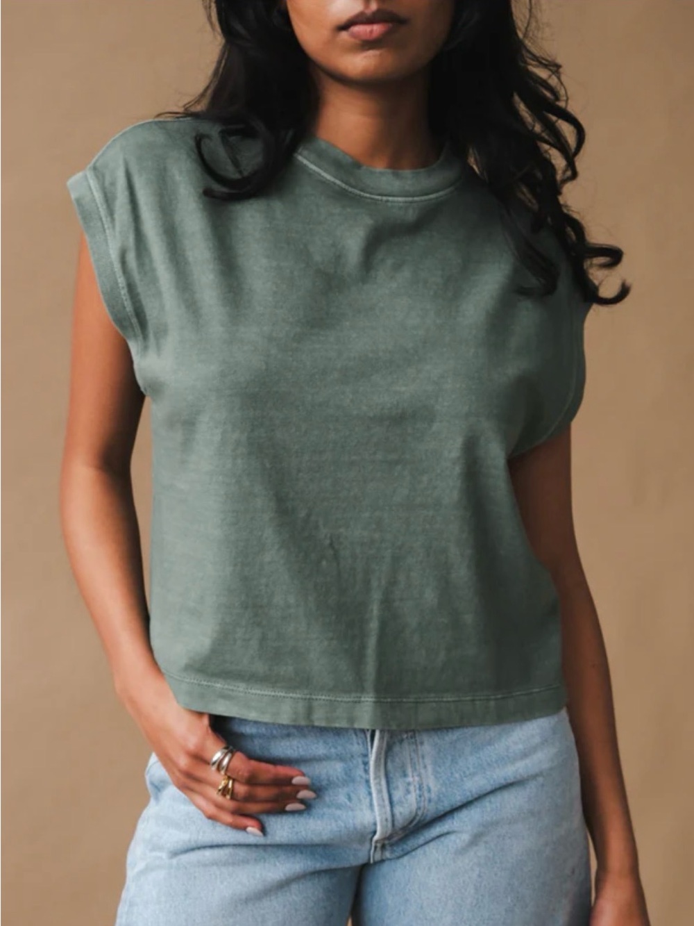 Richer Poorer Women's Muscle Tee in Olive Green